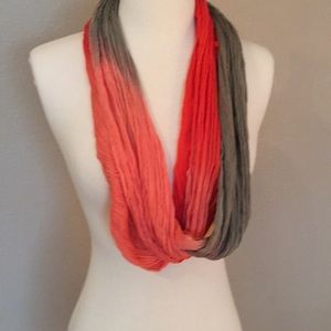 Coral and taupe infinity  scarf